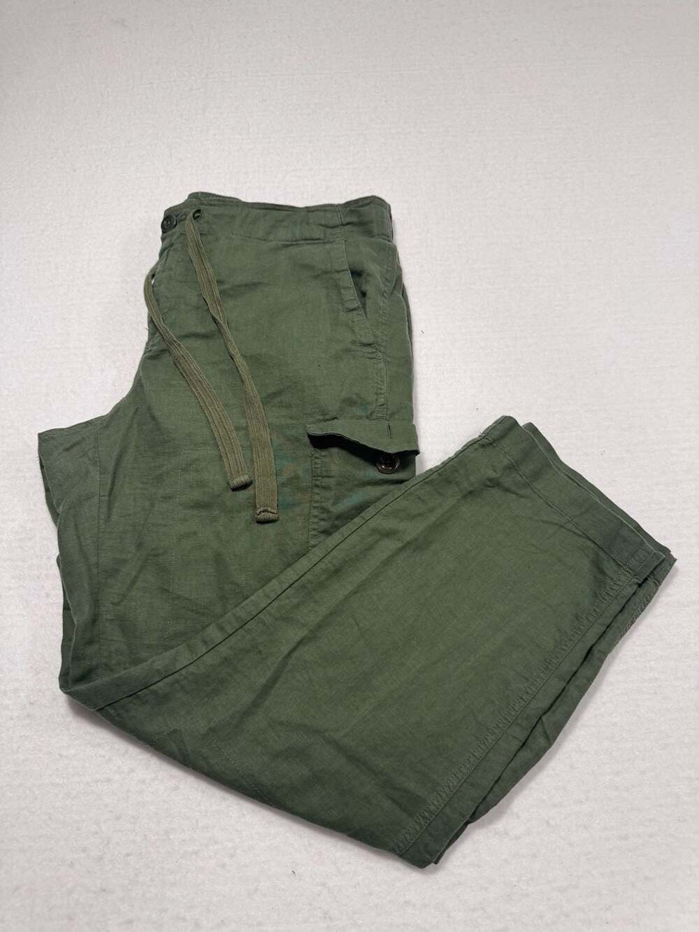 J.Crew Olive Green Linen Blend Cargo Pants Size 6